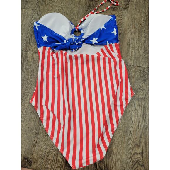 Pink Lily NEW USA Patriotic Red White Blue One Piece Bathing Suit Women's XL - Picture 2 of 3